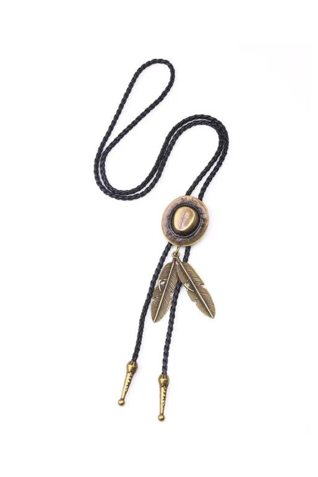 Bolo Tie - Hat With Feathers - Bronze | Dust N Ranch Outfitters